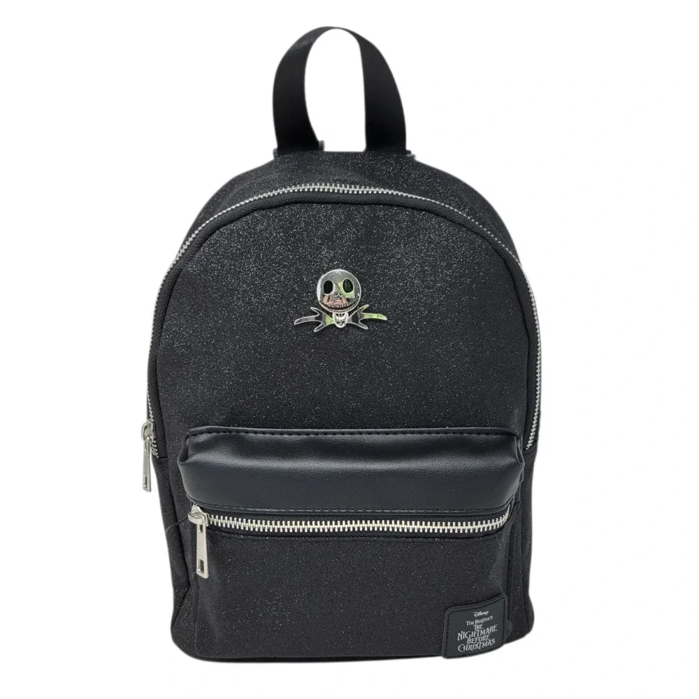 Bioworld Disney Jack‎ Skellington Mini Backpack Glitter Black Nightmare New